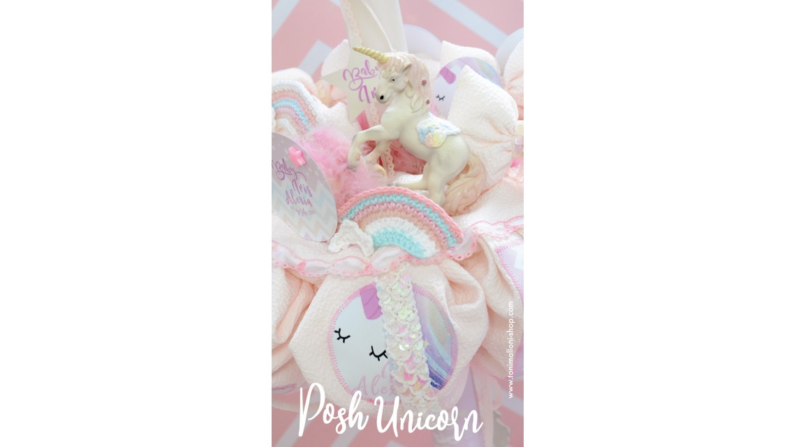 Lumanare botez cu unicorn si curcubee crosetate, 65x4 cm, Posh Unicorns  6